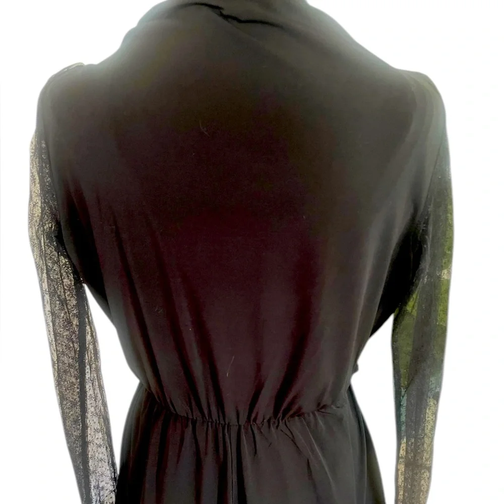 Black BCBG Lace sleeve relaxed fit romper, Jumpsuit,Draped, V neck,shorts, Small - Picture 7 of 8